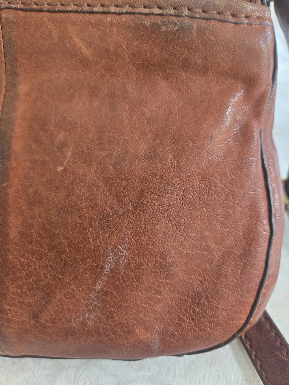 LOW START Fossil Brown Leather Crossbody Bag with Brass Hardware - Picture 10 of 15